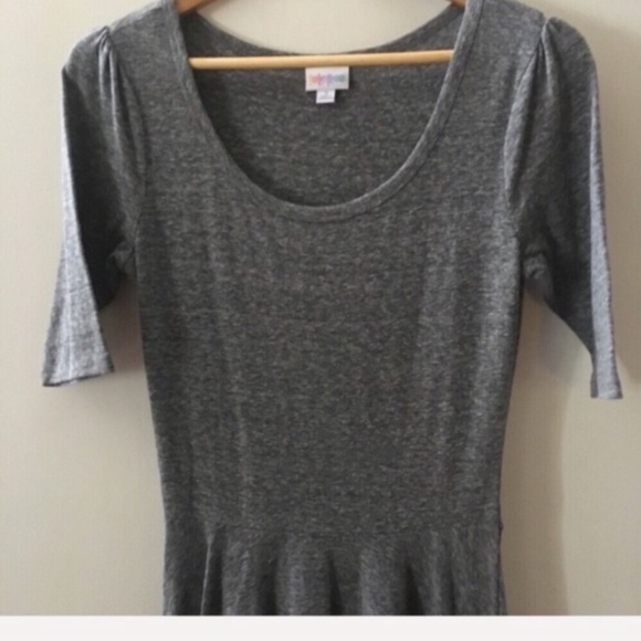 LULAROE solid gray heather Nicole dress - Picture 3 of 7